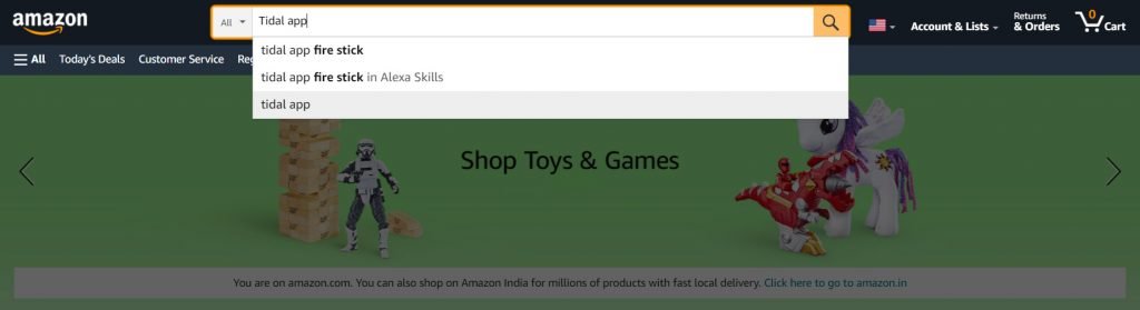 Recherchez l'application Tidal sur Amazon App Store