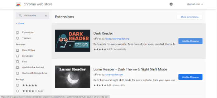 Installer l'extension Dark Reader