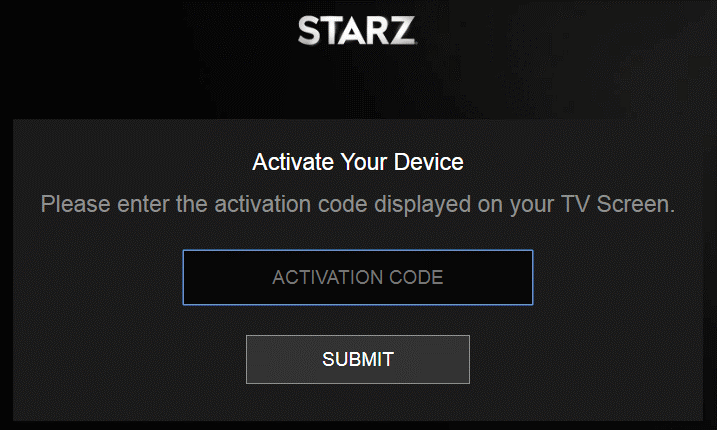 Site d'activation STARZ