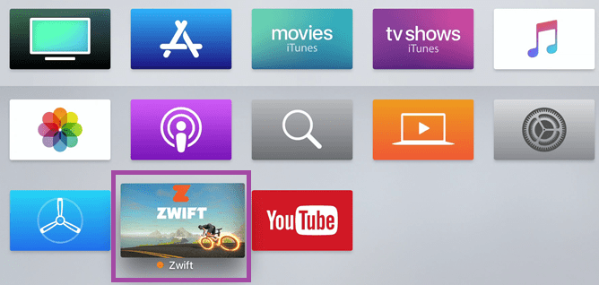 Application Zwift sur Apple TV
