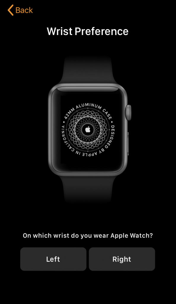 Sélectionnez la préférence de poignet pour coupler l'Apple Watch à l'iPhone