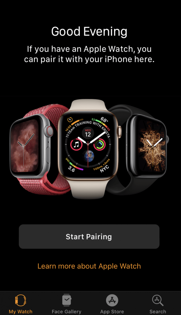 Commencer l'appairage pour appairer Apple Watch à l'iPhone