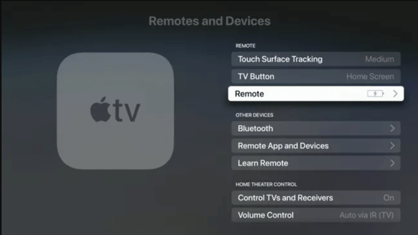 sélectionnez la télécommande pour charger la télécommande apple tv 