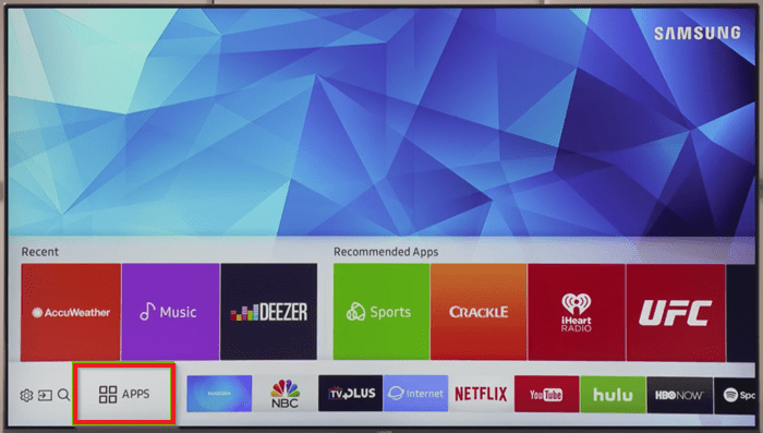 Cliquez sur Apps pour installer Hulu sur Samsung TV