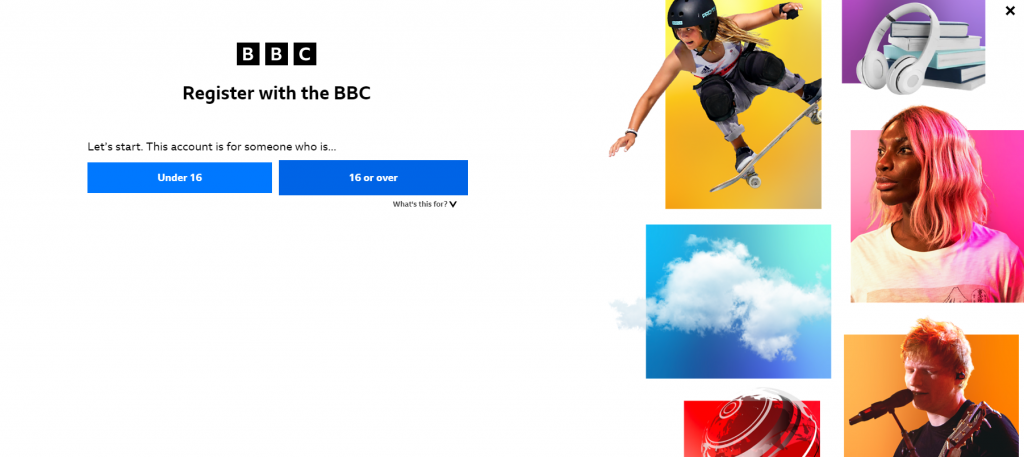 Appuyez sur votre catégorie d'âge sur le site Web de la BBC 