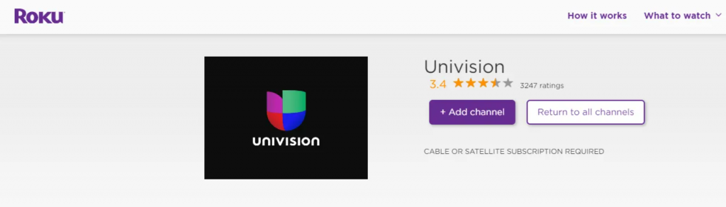 Cliquez sur Ajouter une chaîne pour regarder Univision
